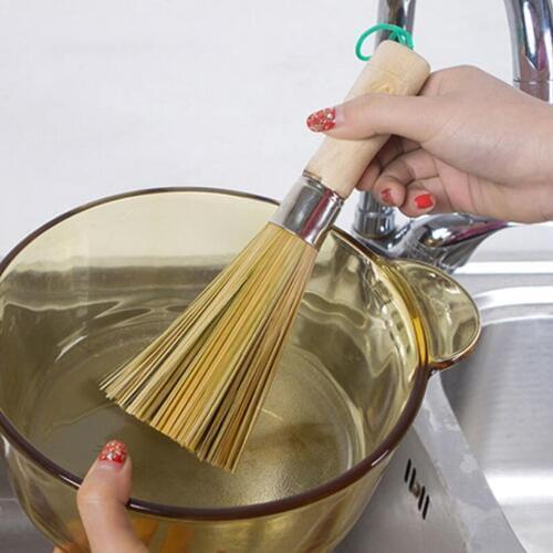 1PC Wooden Handle Non-stick Oil Durable Wash Pot Brush Natural Bamboo Brush Wash Dishes Kitchen Cleaning Tool For Kitchen 10150B
