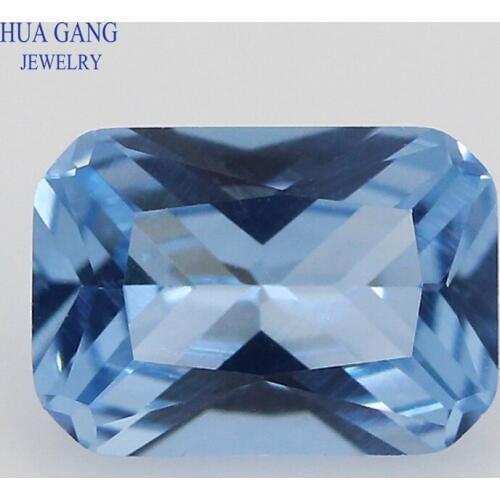 108# Blue Octangle Shape Princess Cut Synthetic Spinel Stone For Jewelry Size 3x5mm~10x12mm