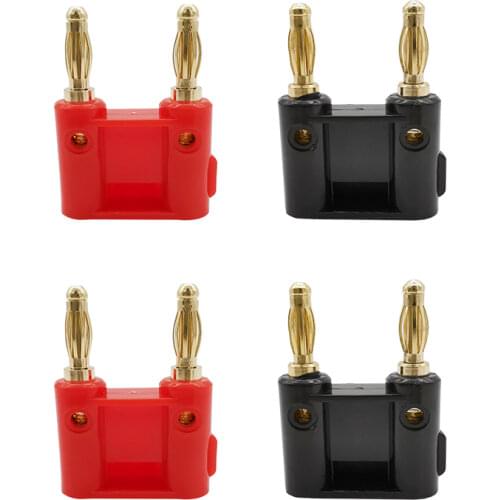 2Pair 4mm Double Row Banana Plug Connectors Speaker Amplifier Plug Twin Jack Banana Terminal Couple Banana Plug Adapter