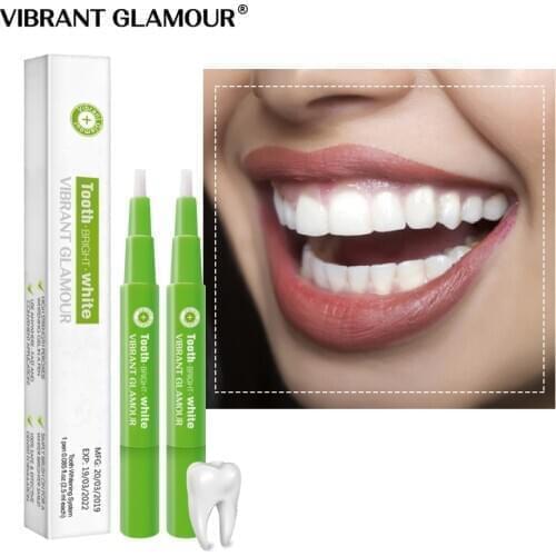 VIBRANT GLAMOUR Teeth Whitening Pen Remove Plaque Stains Cleaning Serum Oral Hygiene Tooth Gel Whitenning dental Tool Care 2Pcs