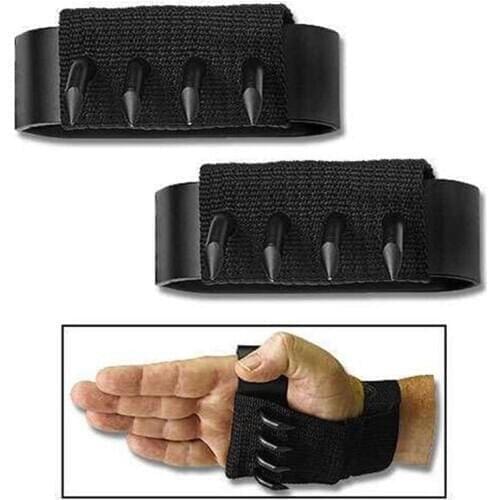 2 pcs Outdoor Ninja Mountain Tree Climbing Heavy Duty Hand Claw Spikes Paw Hooks Anti-Slip 4 Toothed Crampon Paw Hooks Wristband