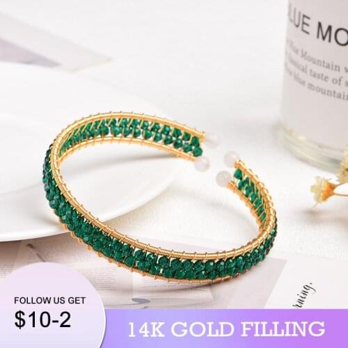 2022 New 14KGF Handmade Crystal Bracelet Fine Jewelry Adjustable Vintage Simple Bracelet for Women