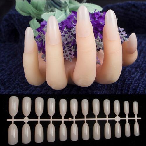 24Pcs Nude french false nails oval fake nails artificial almond long round pure full nail Tips DIY Nail polish beautify nails