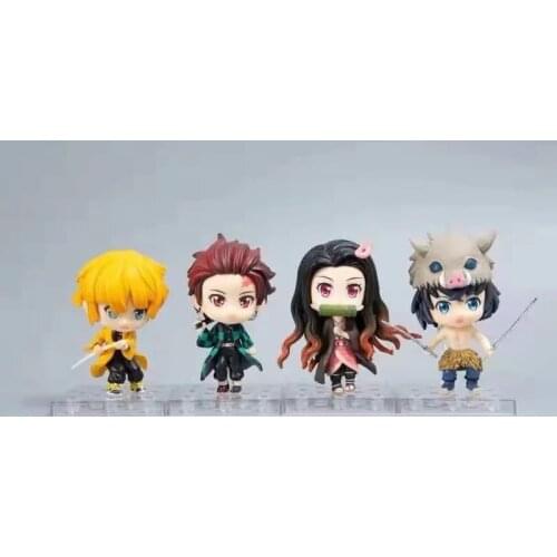4pcs/set Anime Demon Slayer: Kimetsu no Yaiba Character Cute Action Figure Collectible Models Toys