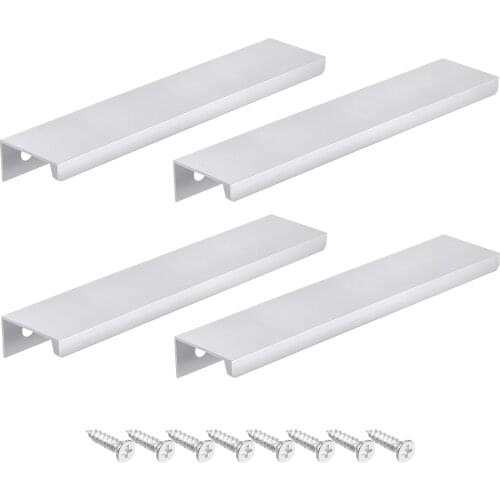 Uxcell Edge Pull Handle 150mm x 32mm Aluminum Alloy Cabinet Drawer Pull Silver Tone 4 Pcs