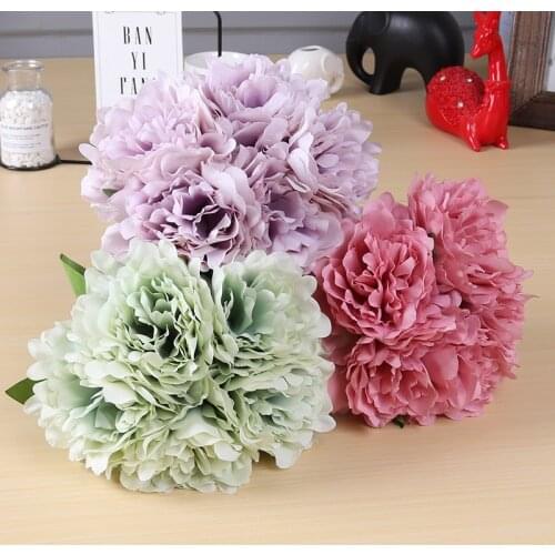5 Heads/Bouquet Artificial Flower Peony Bunch For Home Decoration Fake Flower Wedding Bouquet Party Decoration Photography Props
