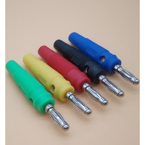 5Pcs 4mm Solderless Side Stackable Banana Plug Red Black Green Yellow Blue