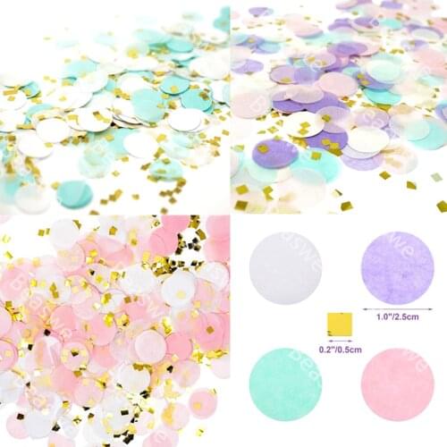 50g Unicorn Mermaid Confetti 1 inch Round Tissue Paper Table Confetti Baby Shower Girl Birthday Wedding Party Balloons Decor