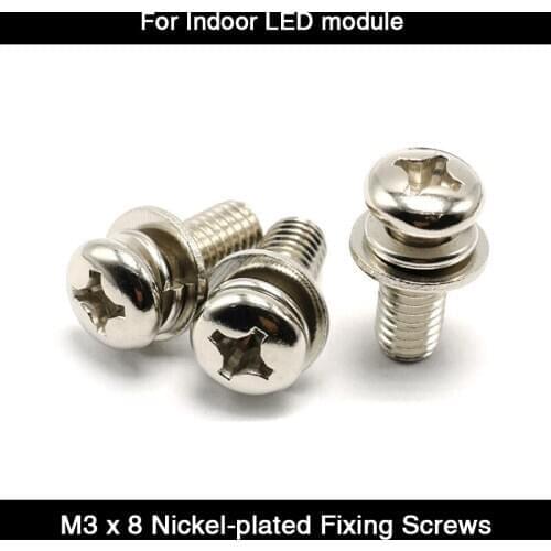 HD 500pcs/lot M3x8 Combination screw Nickel-plated for LED Indoor module