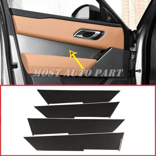 ABS Plastic Carbon Fiber Look Interior Car Door Panel Moulding Cover Trim For Land Rover Range Rover Velar 2017-2021 4pcs
