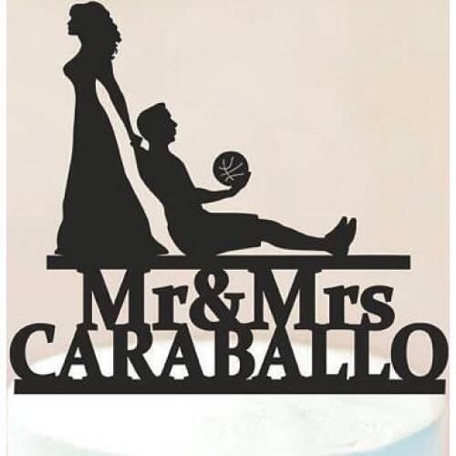 Acrylic Personalised Basketball couples wedding Cake Topper birthday cake toppers bridal baby shower party decorations