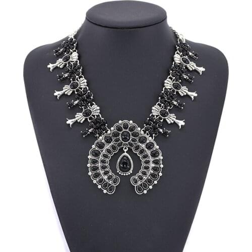 BK Fashion Bib Necklace Handmade Turquoise Resin Collar Choker Chunky Statement Woman Party Jewelry Silver Chain Gift