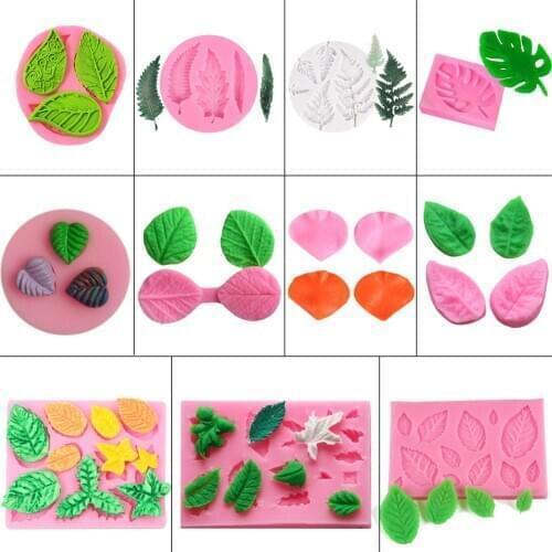 Diy Tree Leaf Press Molding Foil Mold Silicone Mold Cake Decor Fondant Cake 3D Leaves Silicone Mould
