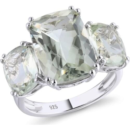 GZ ZONGFA Design Shining Natural Green Amethyst Classic Ring 925 Sterling Silver Gemstone Ring For Women Wedding Fine Jewelry