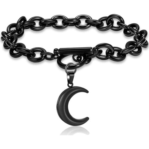 Imrsanl Cremation Jewelry for Ashes Moon Urn Bracelet Stainless Steel Memorial Lockets Keepsakes Jewelry for Ashes Pendant