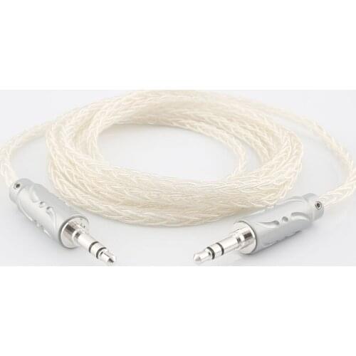 Viborg 100% Pure Silver 3.5MM To 3.5MM AUX Cable Top Graded Audio Upgrade Headphone Mobilephone Wire