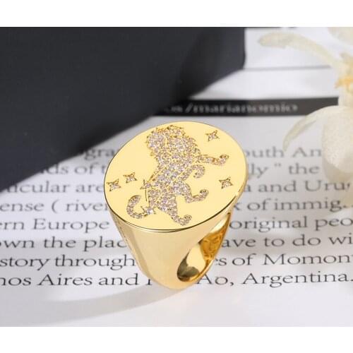 High Quality 925 Silver Gold Color Lion Zircon Style Rings For Women Fashion Jewelry(DJ1490)