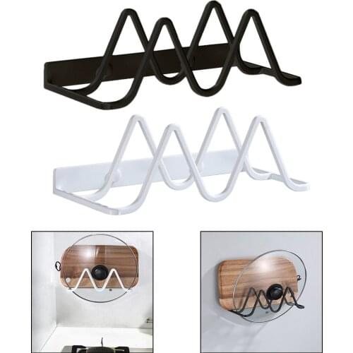 Metal Wall Mounted Pot Cover Shelf Pan Lid Holder Storage Rack Organizer Kitchen Tool Organizer for Chopping Board Pot Covers