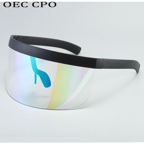 Fashion Mirror Clear Green Sunglasses Women Men Oversized One-piece Goggle Sun Glasses Men Windproof Transparent Glasses Frame