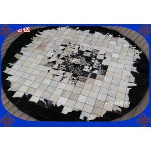 Fashionable art carpet 100% natural genuine cowhide leather bath mat changes color