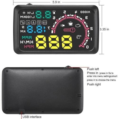 Multi-Function Car 5.5 Inch Hud Head Up Display Speeding Fuel Warning Windshield Projector System With Obd2
