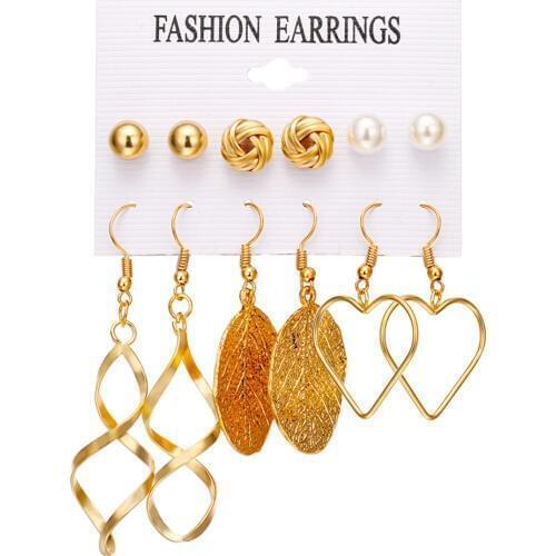 Gold earrings set big Leaves earrings drop earrings jewelry stud earrings dangle earrings statement earrings