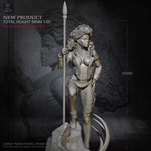 60mm Resin model kits Prairie Huntress figure self-assembled TD-2378