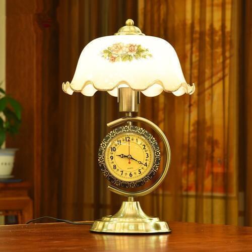 European retro bedroom bedside table lamp warm with clock study Desk lamp E27 110V 220V 230V