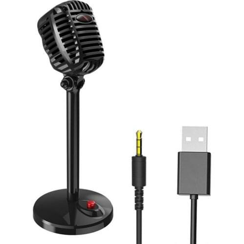 Vintage Style Universal USB 3.5mm Desktop Microphone Meeting Office Gaming Mic Microphone Professionnel микрофон