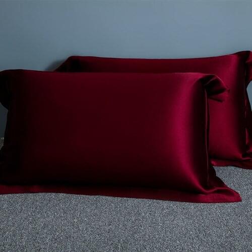 100% Pure Mulberry Silk Pillowcase Solid Color Soft Natural Silk Pillowcase Real Silk Pillowcase Dark Red Silk Pillow case