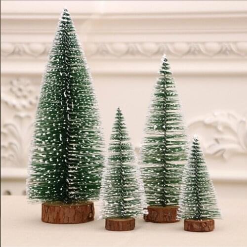 New Mini Christmas Tree Small Choinka Wooden Snow Pine Needle Tree Desktop Table Ornaments christmas decorations for Home 1PC