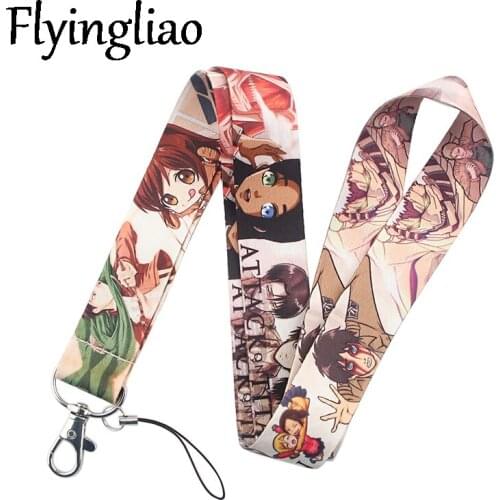 Attack on Titan Neck Keychain Necklace Webbings Ribbons Anime Cartoon Neck Strap Lanyard ID badge Holder Keychain Lanyards Gifts