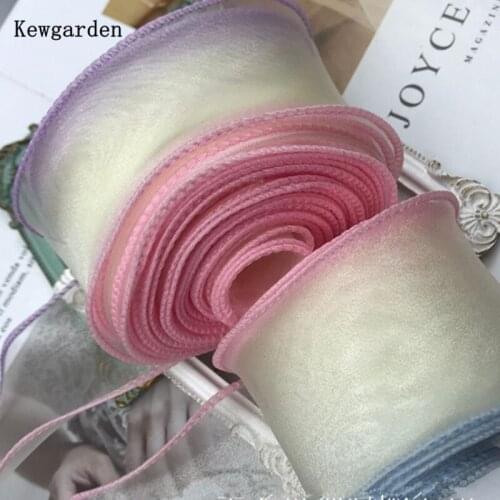Kewgarden Wholesale Wave Organza Ribbon 2" 5.5cm Handmade Crafts DIY Hair Bow Accessories Packing Riband 25 Yards
