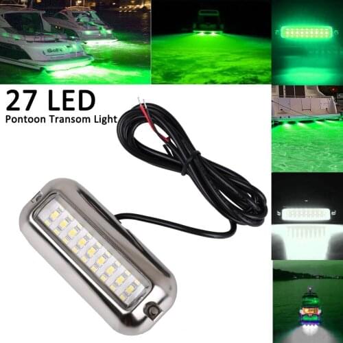 27LED/42LED 538LM Marine LED Light Underwater 12V Stainless Steel IP68 Waterproof Green Light for Boat Yacht Pontoon Kayak