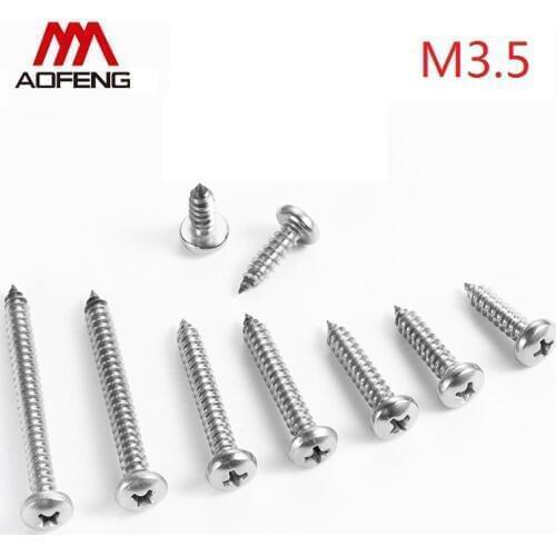 M3.5 Cross Recessed Pan Head Self Tapping Screws M3.5x6.5 9.5 13 16 19 22 25 32 35 38Pan Head Philips Self Tapping Screws