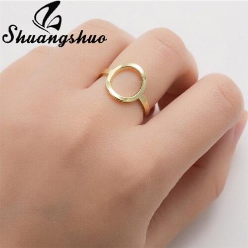 Shuangshuo Simple Creative Hollow Round Finger Rings Adjustable Geometric Triangle Pentagram Ring for Women Fashion Jewelry Gift