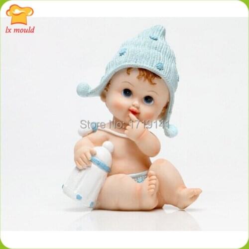 3D BABY Silicone Moulds Cute Sucking Finger Doll Silicone Mold Creative Sweater Milk Jug Handmade Plaster Resin Candle Mould