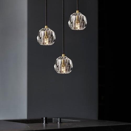 Modern Clear Crystal Chandelier Restaurant Coffee Shop Kitchen Pendant Lamp 110-220V Home Luminaire Wall Lamp Night Light