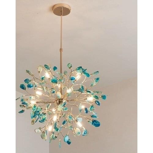 Modern led Chandelier for Kitchen Dining Room Living Room Suspension luminaire Hanging Agate Stone Bedroom Chandeliers Fixtures