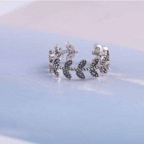 Bohemian Vintage Crystal Leaf Rings For Women Charm Ring Party Wedding Fashion Jewelry Gifts