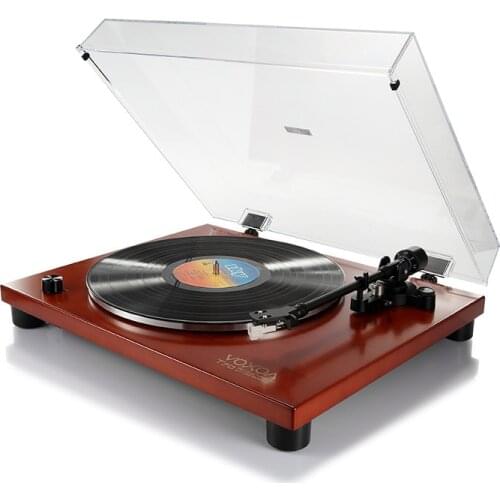 Hifi Vinyl Record Player Retro Phonograph Built-in Amplifier 3-Speeds Drive Transparent Acrylic Dust Cover