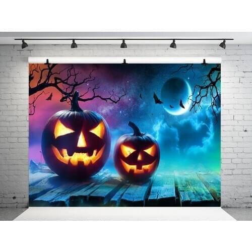 VinylBDS Happy Halloween Backdrop for Photography Horrible Night Pumpkin Lantern Photo Background Photo Studio Props
