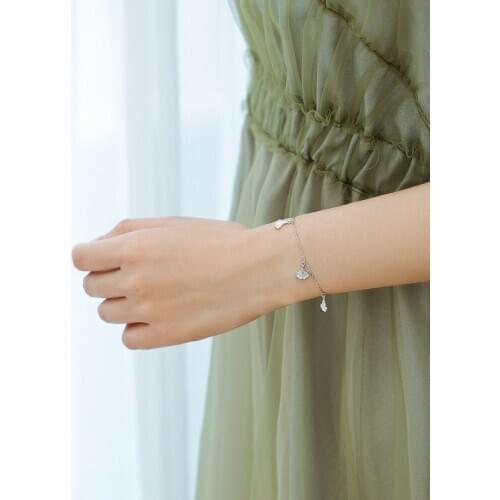 S925 sterling silver jewelry with ginkgo leaf bracelet simple bracelet for girlfriends student all-match charm wholesale