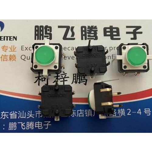 1PCS Japan Omron B3F-9200 touch switch 12*12 illuminated button green light straight plug 4 feet