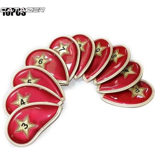 10pcs/set Professional Gift Anti Scratch PU Leather Training Aids Portable Golf Iron Head Covers Soft Durable Outdoor Sports