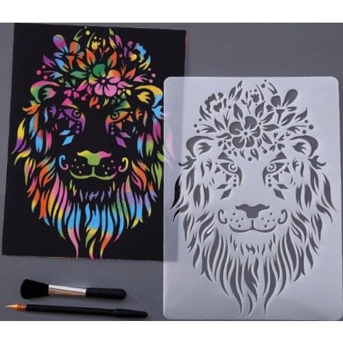13 Sheets Animals Drawing Template Ruler Hollow out DIY Stencils Stationery Children Drawing Figure Ruler Painting Scratch Paper
