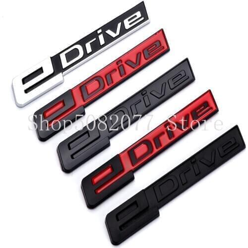 3D ABS Edrive E Drive Emblem Badge Side C-pillar Trunk Car Sticker for BMW X1 X5 530 5 Series New Energy Power Black Chrome Red