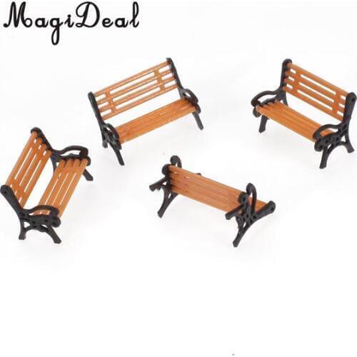 5Pcs/Lot 1:75 Plastic Bench Model Park Bench Model for Garden Station Platform Street Scene Layout Landscape w/ Black Arm