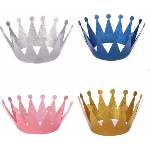 6Pcs Crown Caps Hats Birthday Celebration Adults Decoration Prince Princess Party Supplies Accessories Birthday Props