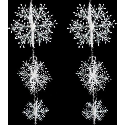 60Pc Christmas Decor Supplies Snowflakes Hanging Ornaments Gadgets Tool Christmas Tree Accessories Festival Party Mix size 10bag